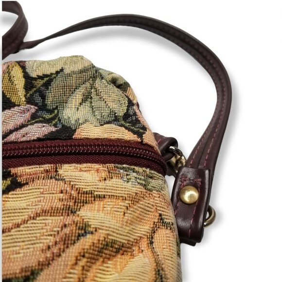 Vintage Crossbody Floral Tapestry Bag Zipper Pocket Nature Goblin Fairy - Picture 6 of 9